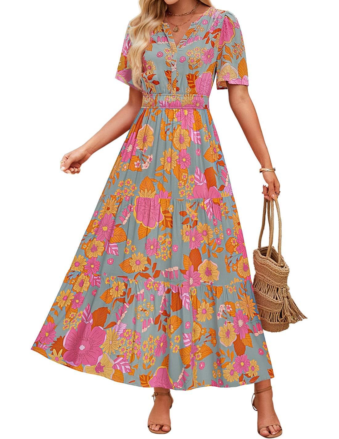 Summer Casual Floral Print Maxi Dress