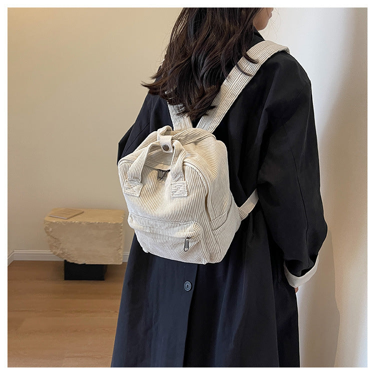 Daily Matching Corduroy Backpack For Women