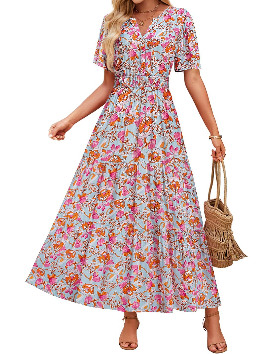 Summer Casual Floral Print Maxi Dress