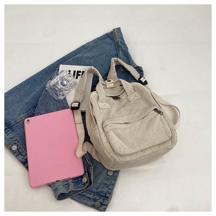 Daily Matching Corduroy Backpack For Women