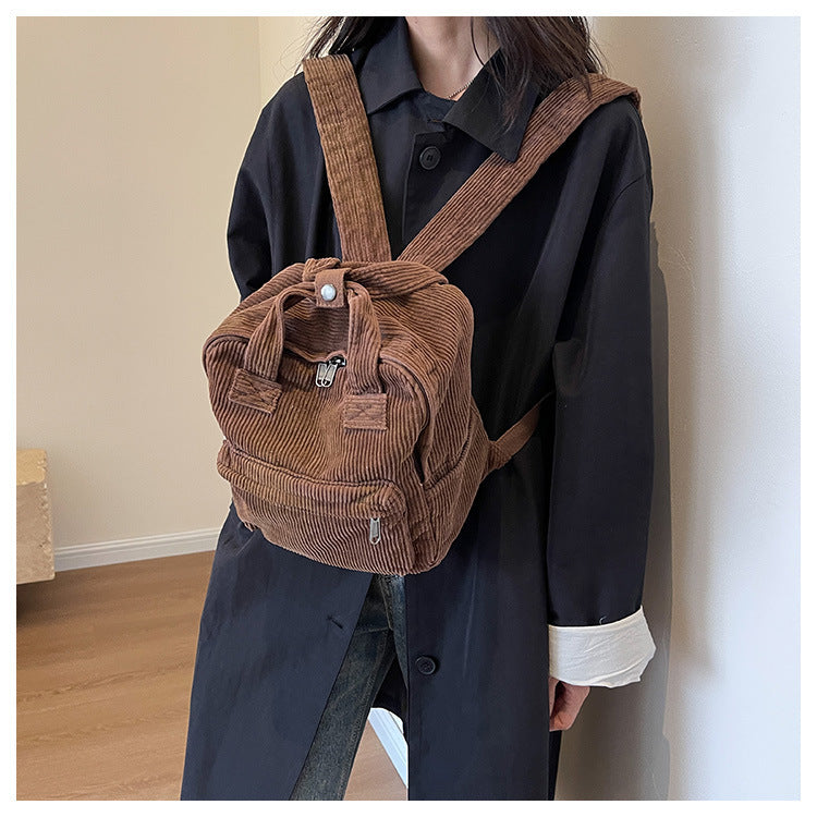 Daily Matching Corduroy Backpack For Women