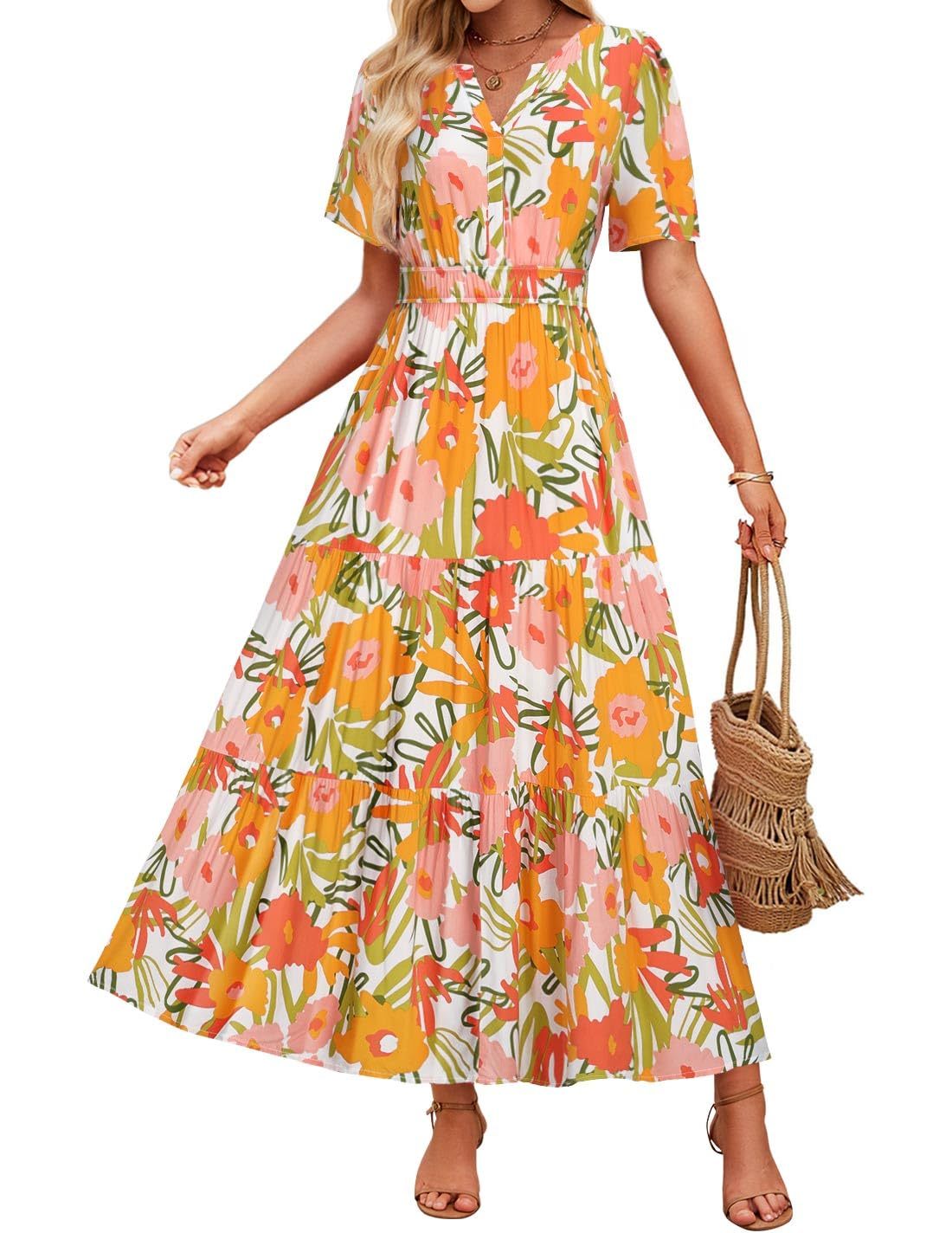 Summer Casual Floral Print Maxi Dress
