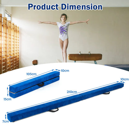 7FT Folding Firm Gymnastic Beam Portable Floor Balance Beam W/ Carrying Handles