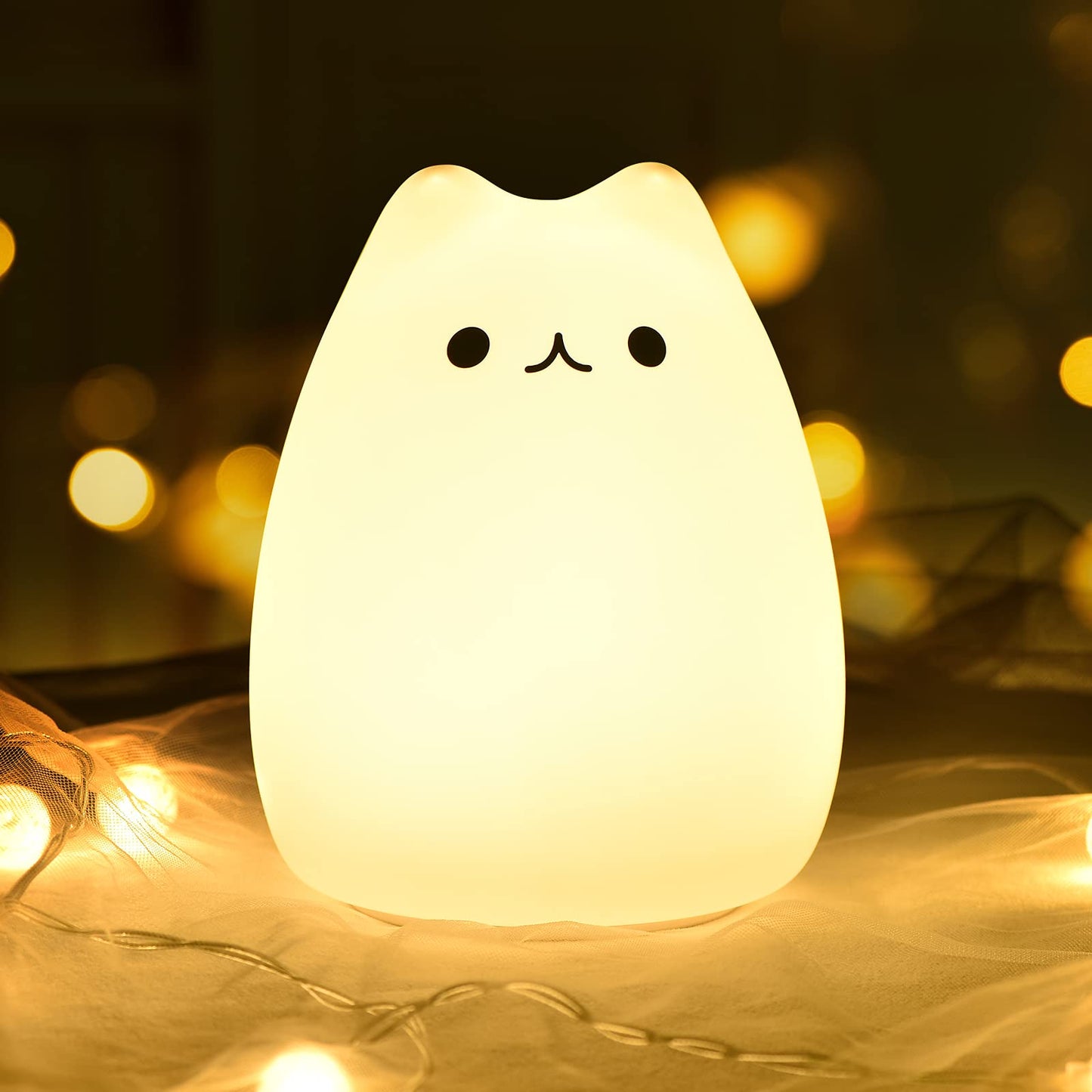 Guardian Kitty Silicone LED Night Lights USB  Night Lamp Timing  Room Decor Kids Baby Nightlight Gift