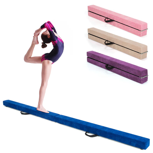 7FT Folding Firm Gymnastic Beam Portable Floor Balance Beam W/ Carrying Handles